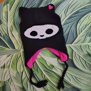 Skelanimals Kit The Cat Ears Beanie Hat Black Skull Goth Emo Punk Loveable Bones